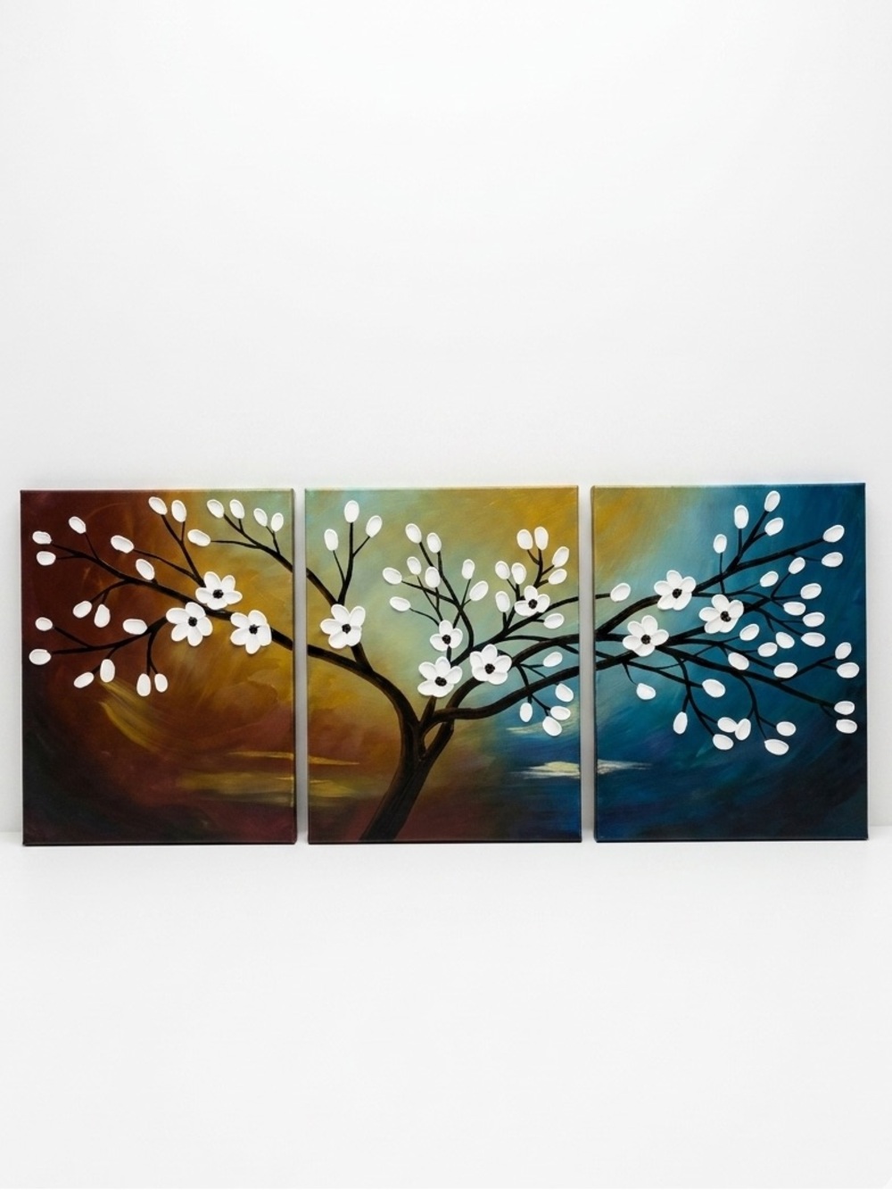 Blossoming Tree Wall Art Triptych Canvas Trio